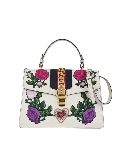 Sylvie Floral Embroidered Top Handle Bag, front view